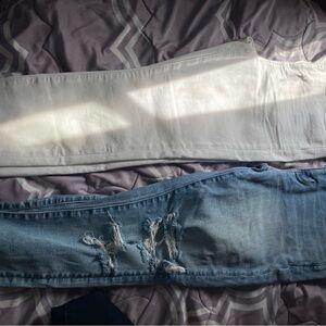 American Eagle Outfitters White and Blue Skinny Jeans